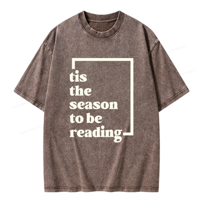 Pagewings Tis the season to be Reading Unisex Washed T-shirt