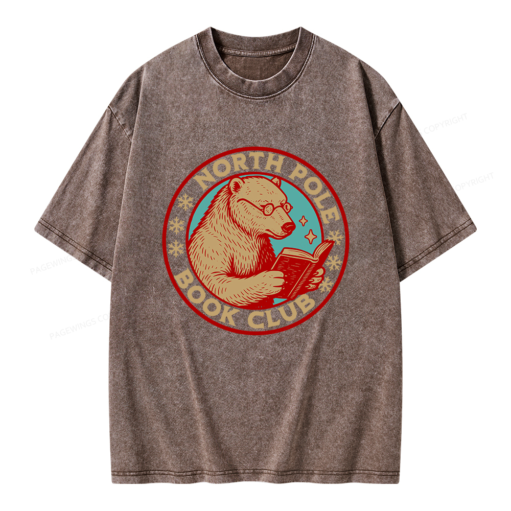 Pagewings North Pole Book Club Unisex Washed T-shirt