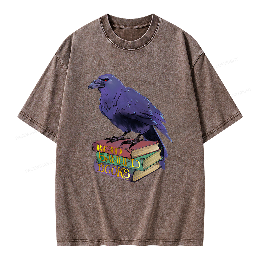 Pagewings Read Banned Books Unisex Washed T-shirt