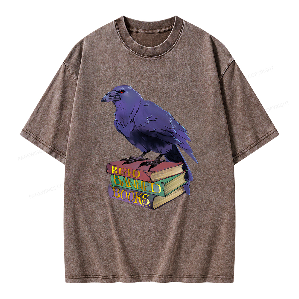 Pagewings Read Banned Books Unisex Washed T-shirt