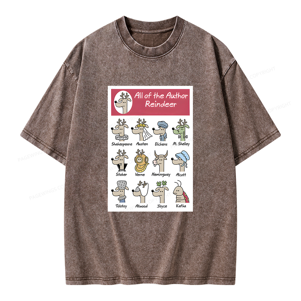 Pagewings All Of The Author Reindeer Unisex Washed T-shirt