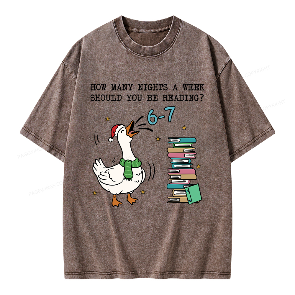 Pagewings How Many Nights A Week Should You Be Reading 6-7 Unisex Washed T-shirt