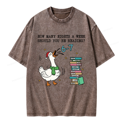 Pagewings How Many Nights A Week Should You Be Reading 6-7 Unisex Washed T-shirt