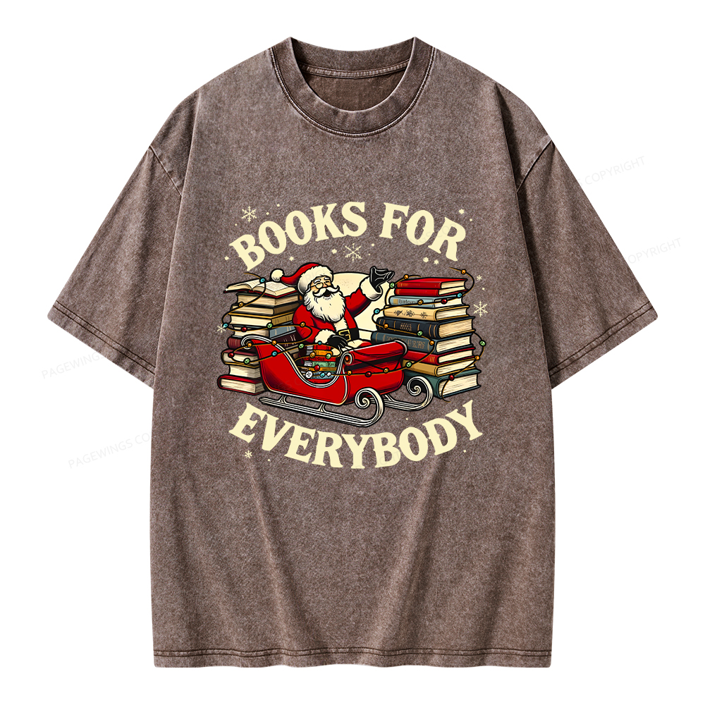 Pagewings Christmas Santa Book Lover Unisex Washed T-shirt