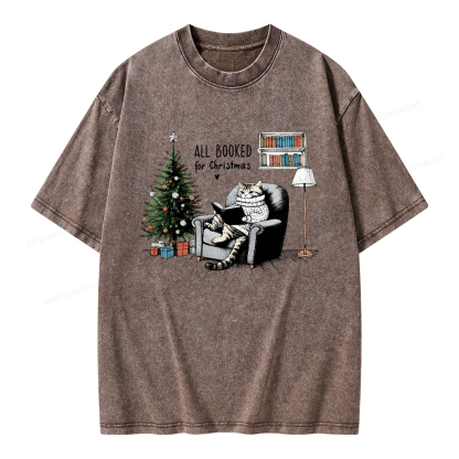 Pagewings All Booked for Christmas Unisex Washed T-shirt