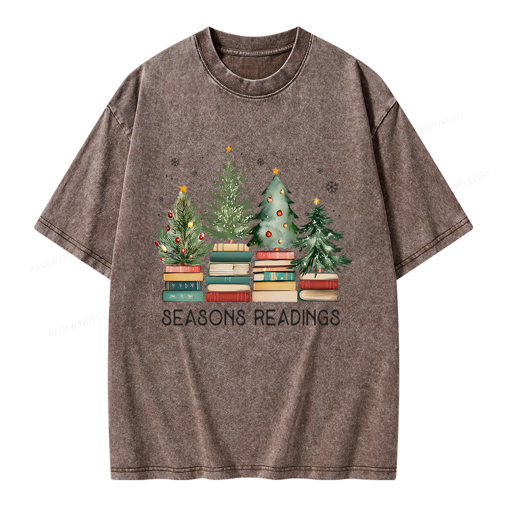 Pagewings Bookish Christmas Unisex Washed T-shirt