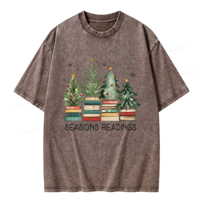 Pagewings Bookish Christmas Unisex Washed T-shirt