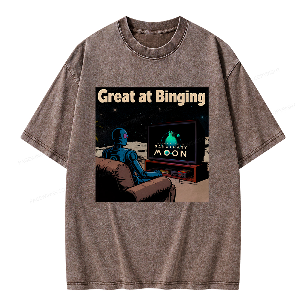 Pagewings Great At Binging Unisex Washed T-shirt