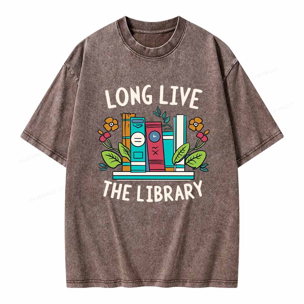 Pagewings Long Live The Library Unisex Washed T-shirt