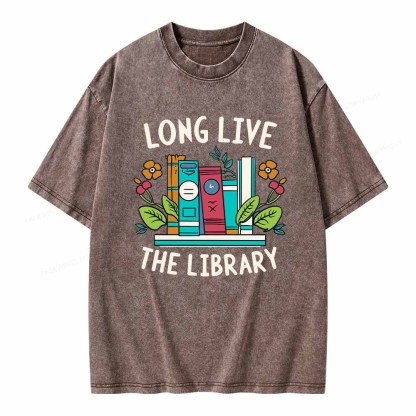 Pagewings Long Live The Library Unisex Washed T-shirt