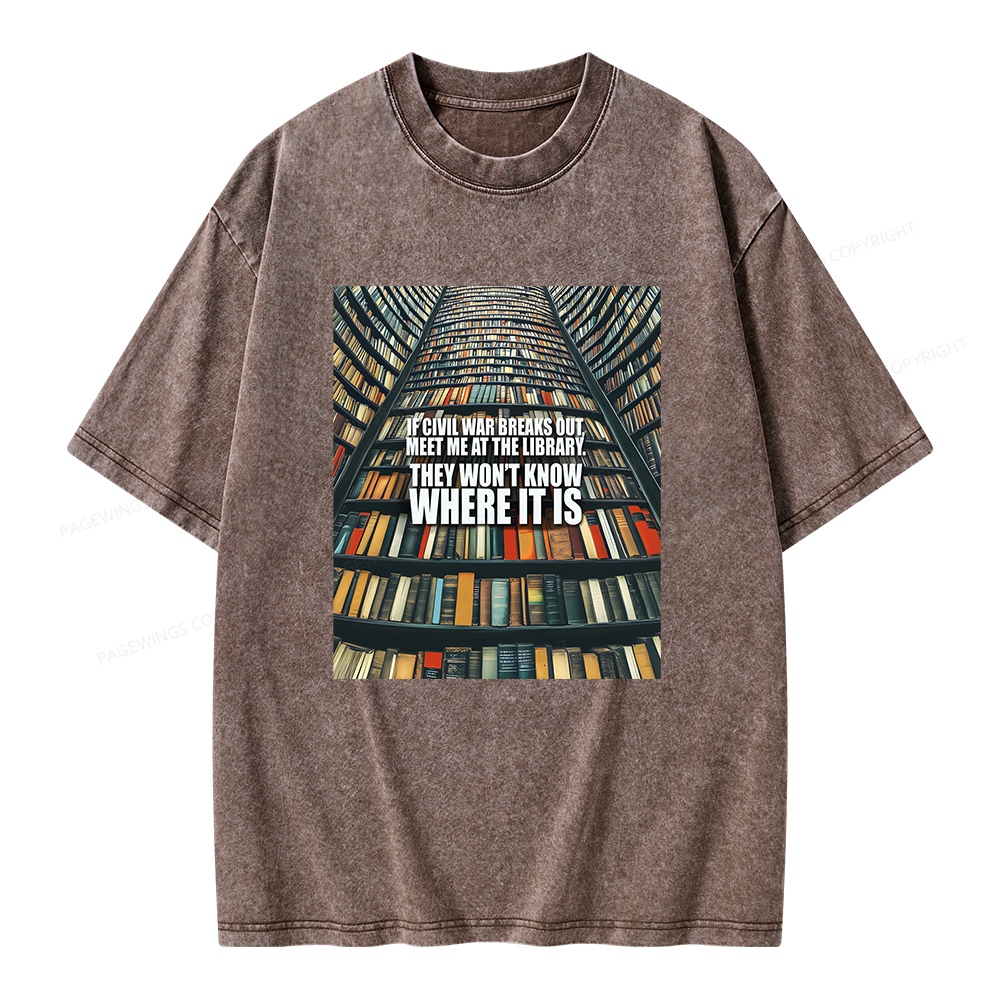 Pagewings Meet Me At The Library Unisex Washed T-shirt