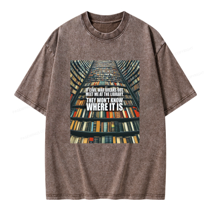 Pagewings Meet Me At The Library Unisex Washed T-shirt