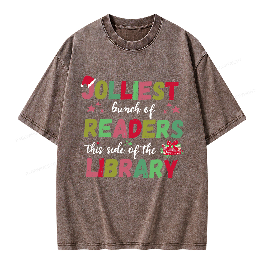 Pagewings Jolliest Bunch Of Readers This Side Of The Library Unisex Washed T-shirt