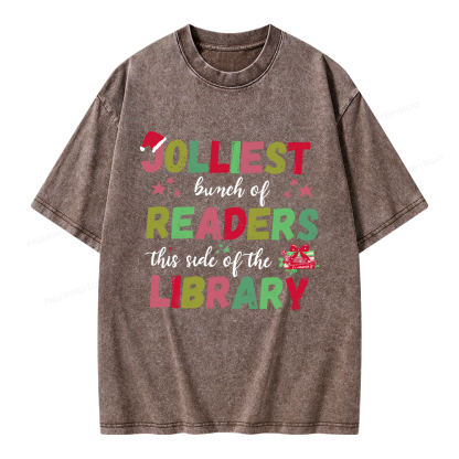 Pagewings Jolliest Bunch Of Readers This Side Of The Library Unisex Washed T-shirt