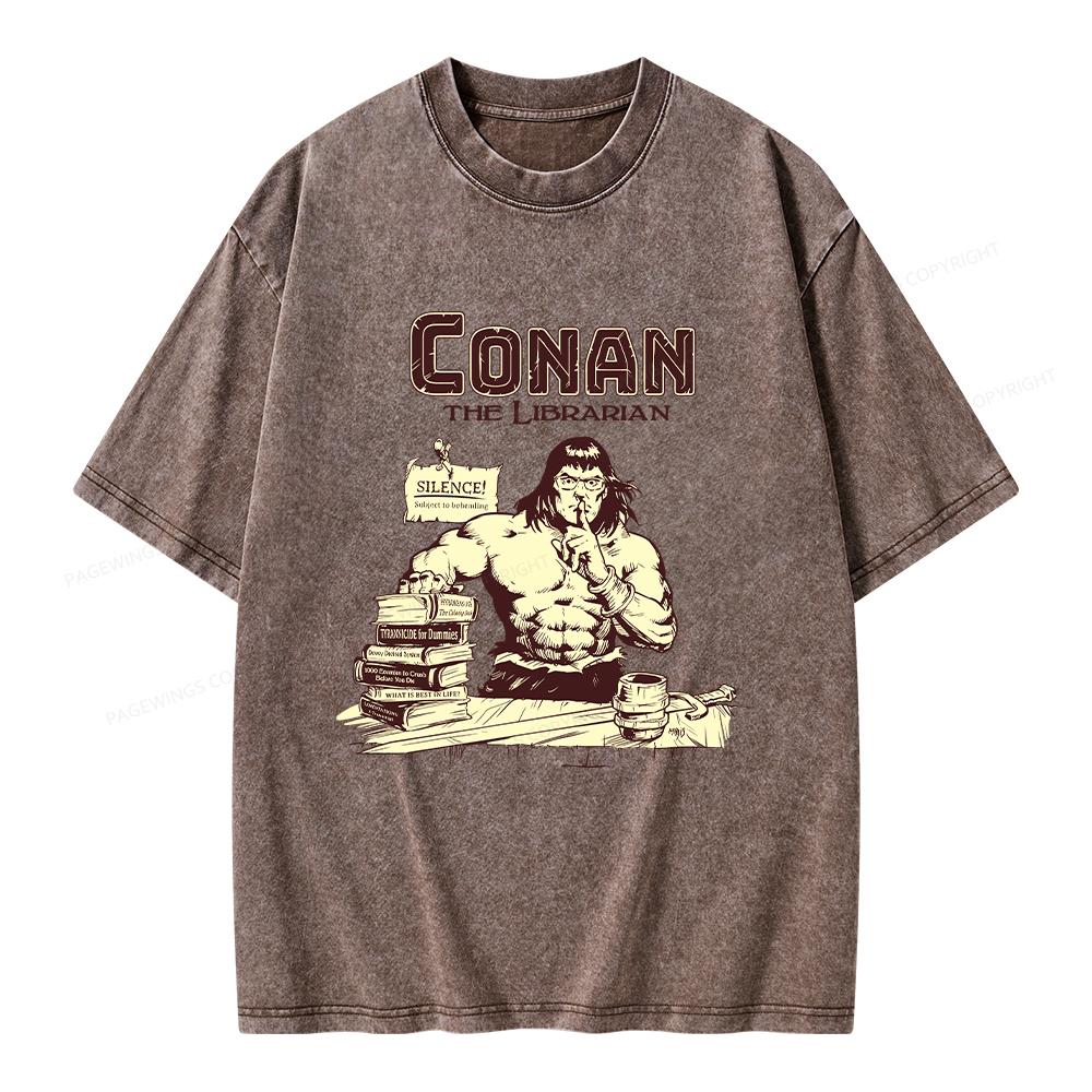 Pagewings Conan the Librarian Unisex Washed T-shirt