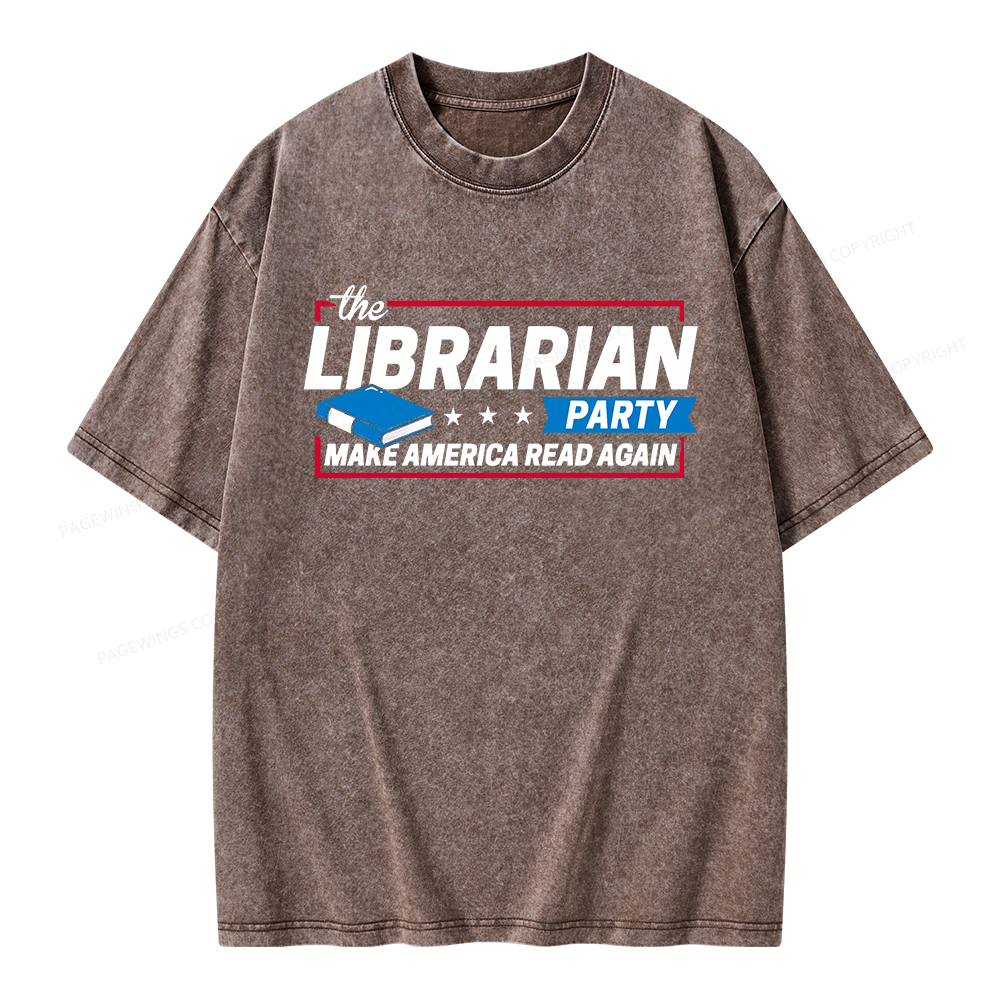 Pagewings The Librarian Party Unisex Washed T-shirt