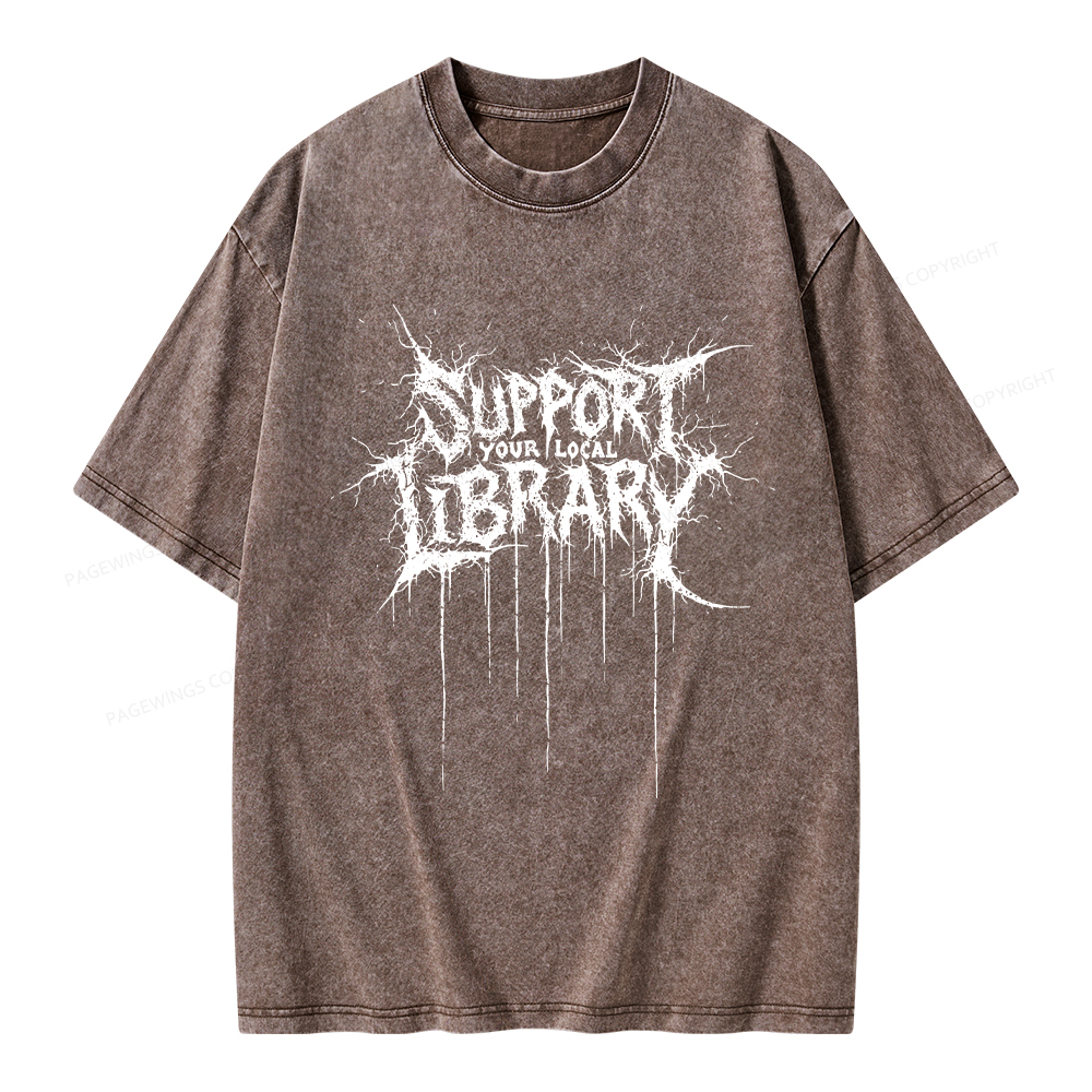 Pagewings Support Your Local Library Unisex Washed T-shirt