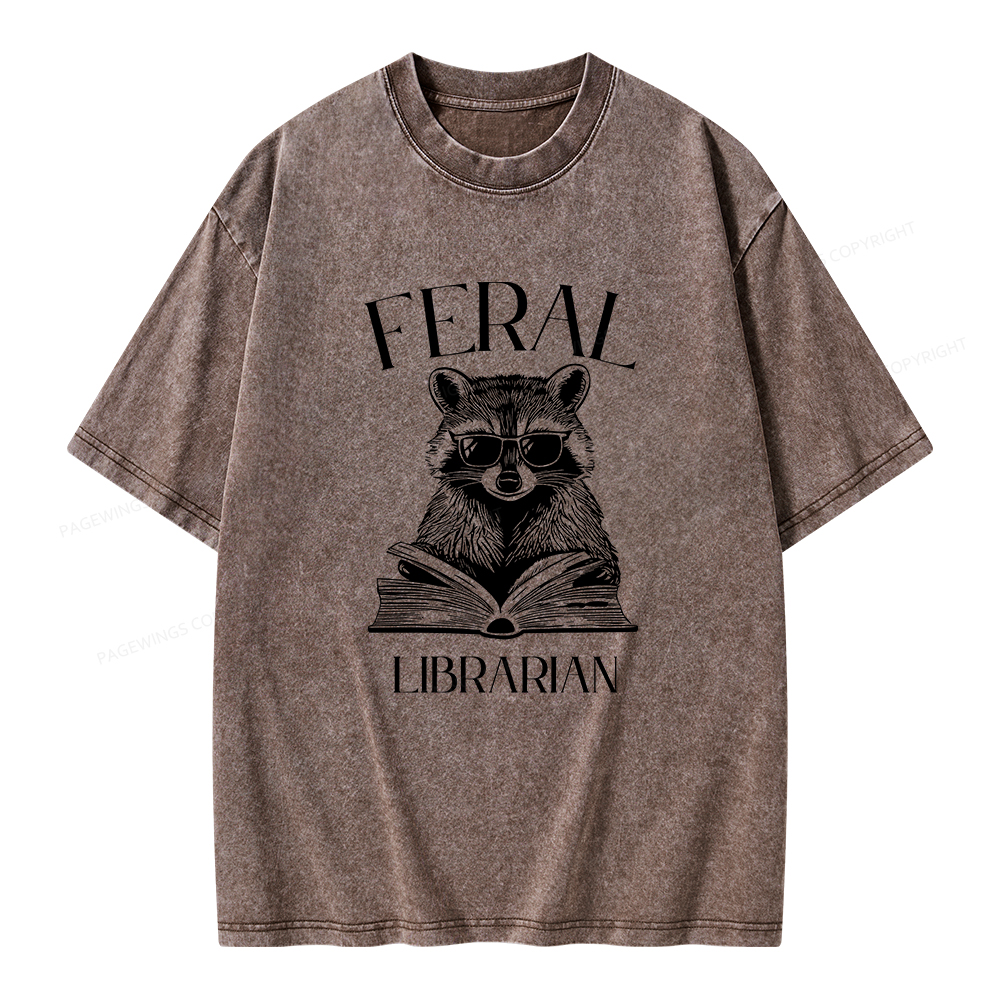 Pagewings Feral Librarian Unisex Washed T-shirt