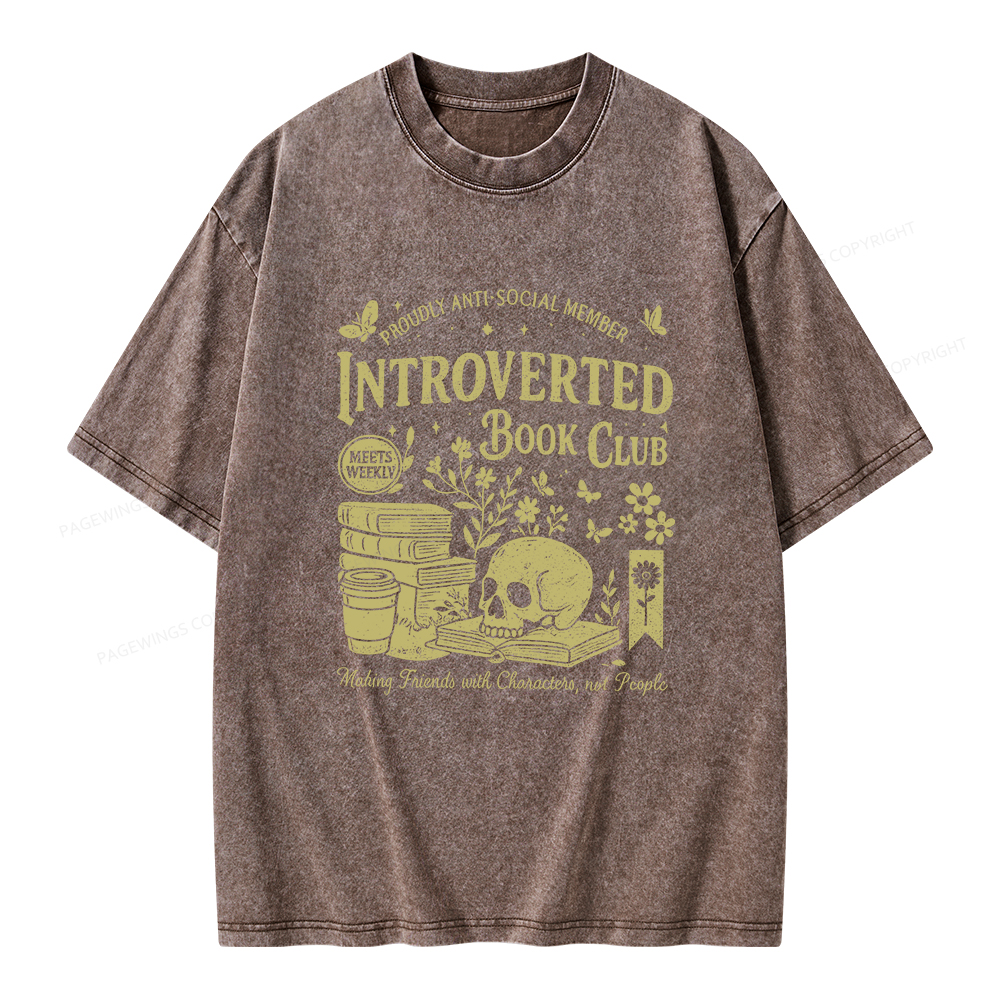 Pagewings Introverted Book Club Unisex Washed T-shirt