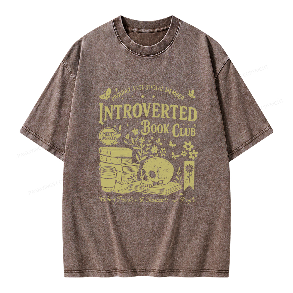 Pagewings Introverted Book Club Unisex Washed T-shirt