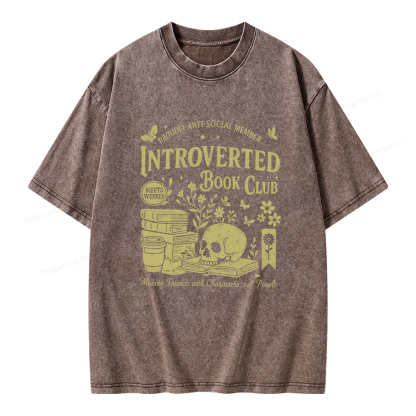 Pagewings Introverted Book Club Unisex Washed T-shirt