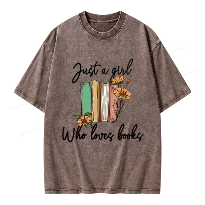 Pagewings Just A Girl Who Loves Books Unisex Washed T-shirt
