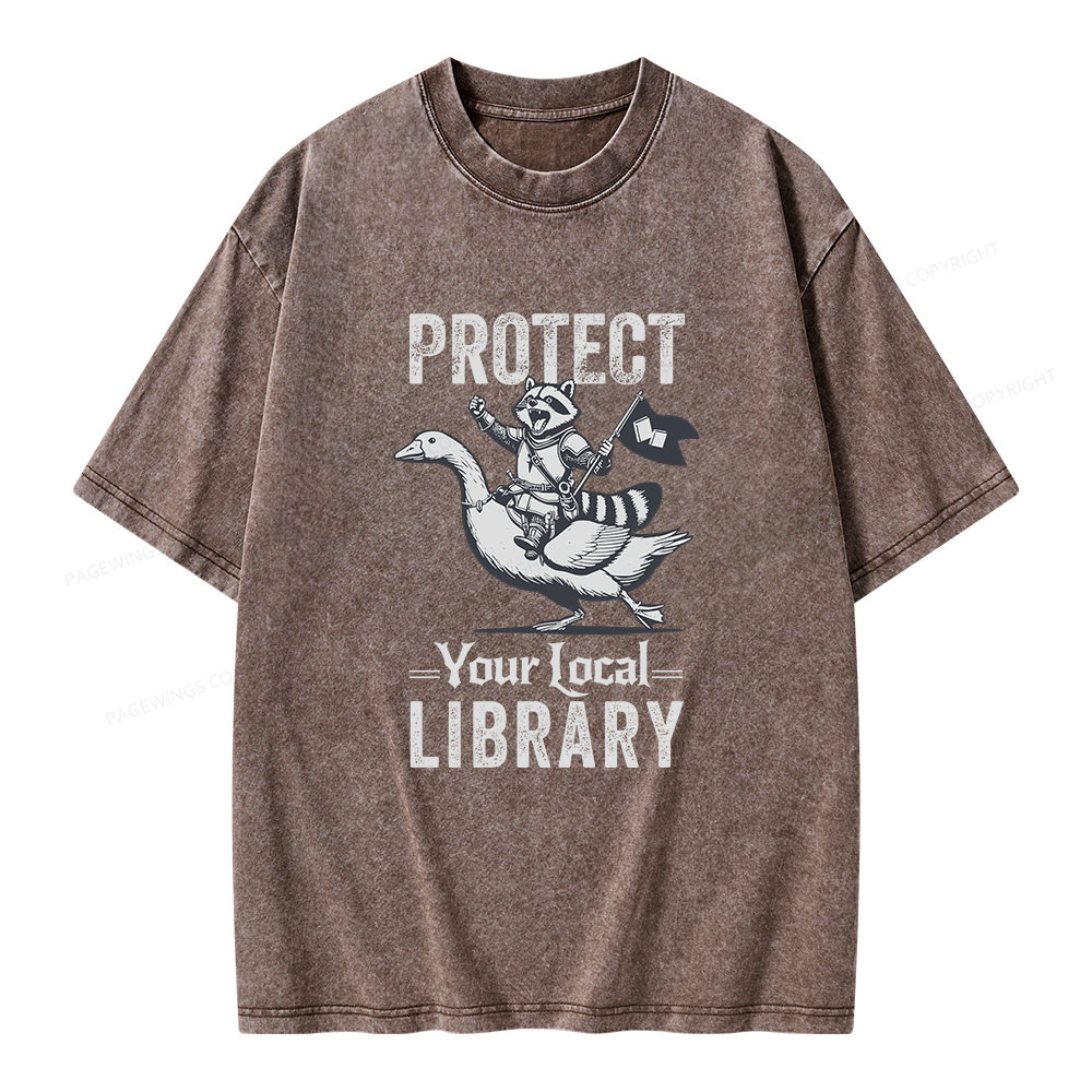 Pagewings Protect Your Local Library Unisex Washed T-shirt