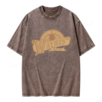 Pagewings World Hopping Waynes Hat Co Unisex Washed T-shirt