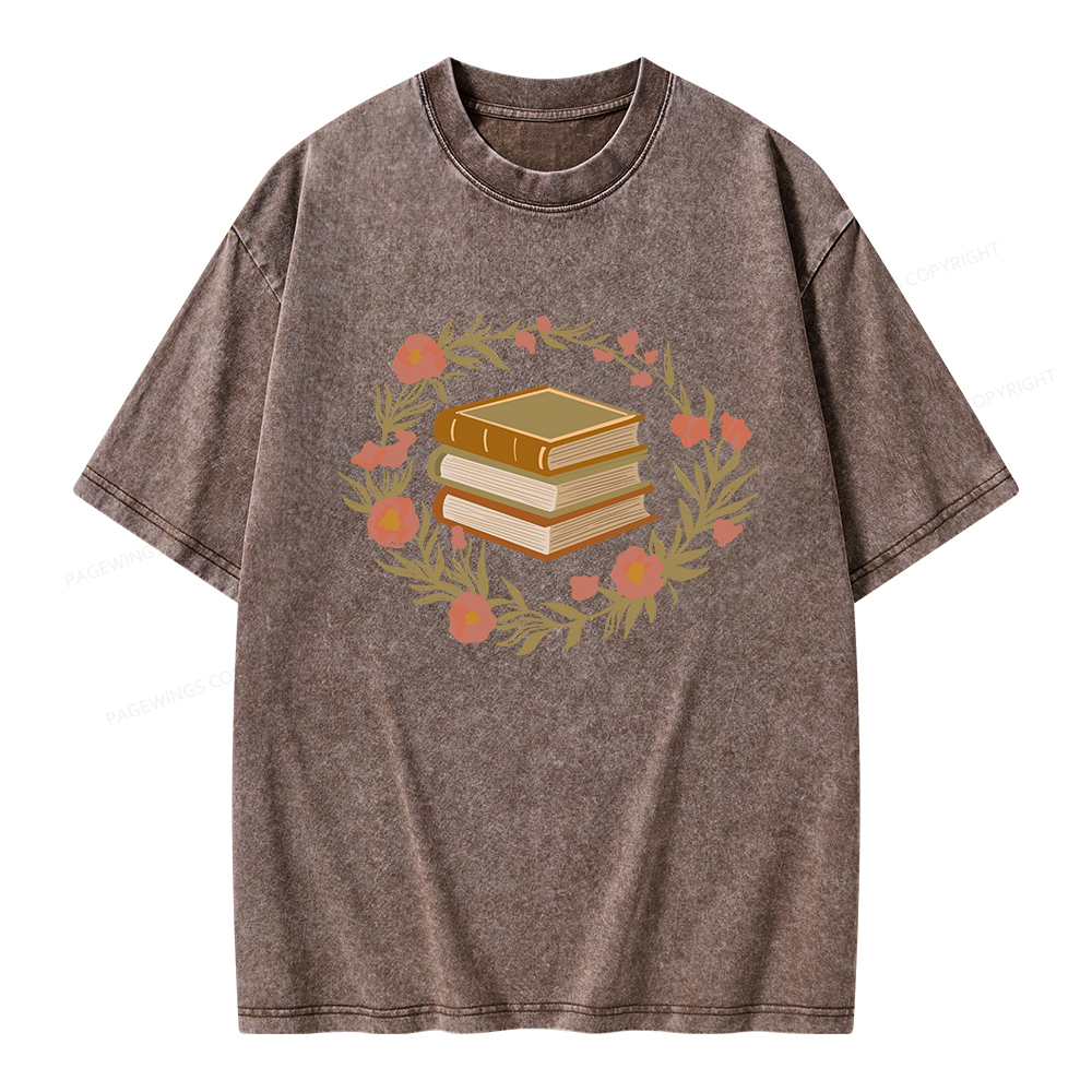 Pagewings Floral Book Lover Unisex Washed T-shirt