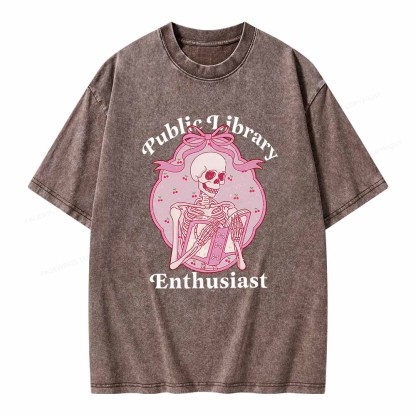 Pagewings Public Library Enthusiast  Unisex Washed T-shirt