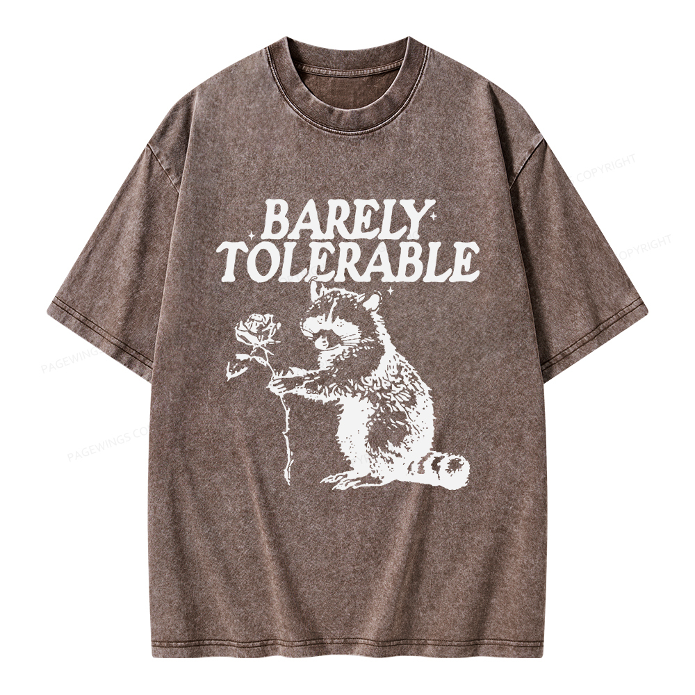Pagewings Raccoon Barely Tolerable Unisex Washed T-shirt