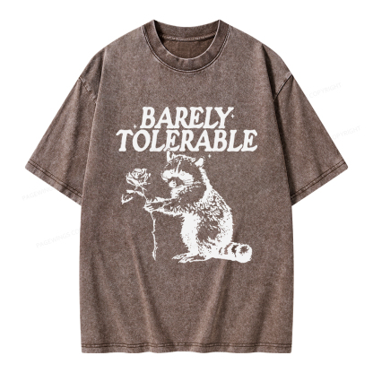 Pagewings Raccoon Barely Tolerable Unisex Washed T-shirt