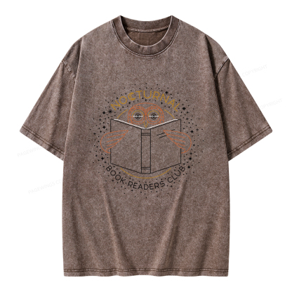 Pagewings Nocturnal Book Readers Club  Unisex Washed T-shirt