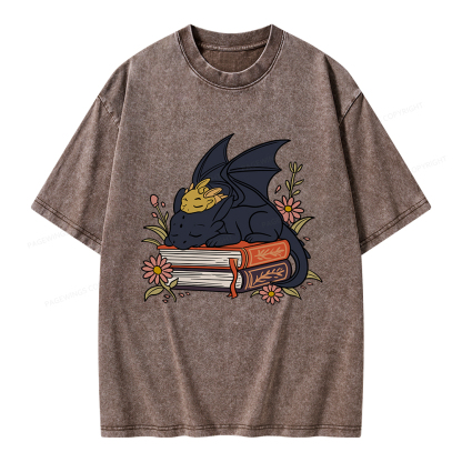 Pagewings Dragon Book Unisex Washed T-shirt