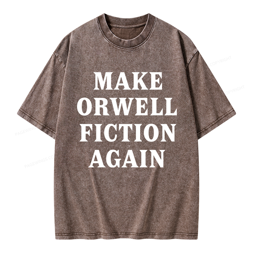 Pagewings Make Orwell Fiction Again Unisex Washed T-shirt
