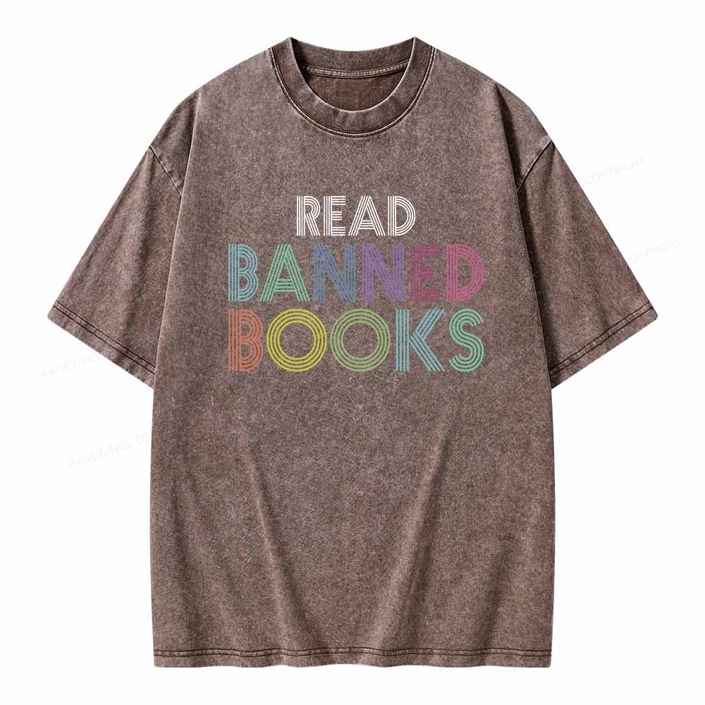Pagewings Read Banned Books Shirt Unisex Washed T-shirt