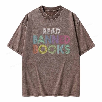 Pagewings Read Banned Books Shirt Unisex Washed T-shirt