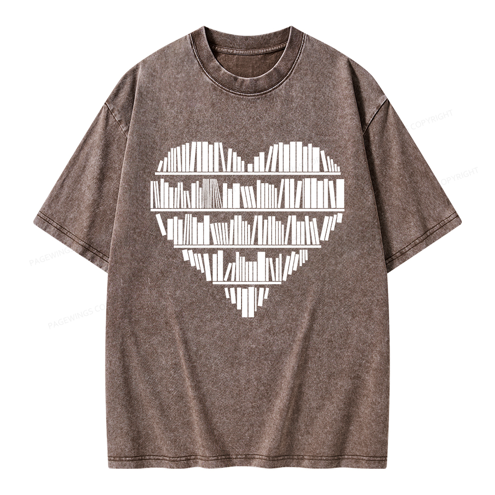 Pagewings Book Lover Valentine's Day Unisex Washed T-shirt