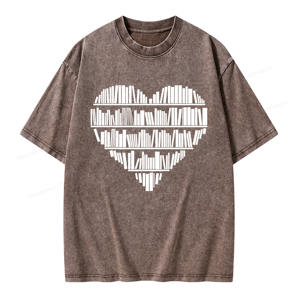 Pagewings Book Lover Valentine's Day Unisex Washed T-shirt
