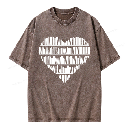 Pagewings Book Lover Valentine's Day Unisex Washed T-shirt