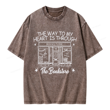 Pagewings The Way To My Heart Is Through The Bookstore Unisex Washed T-shirt
