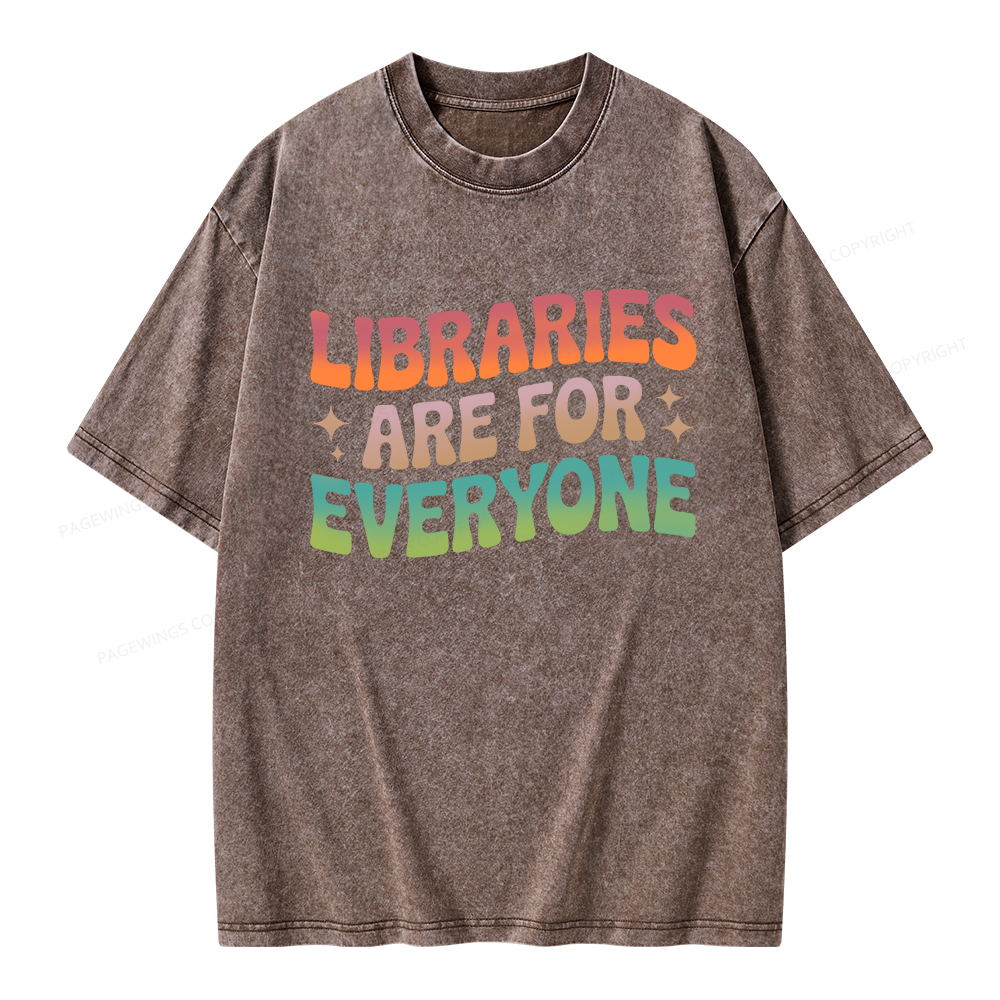 Pagewings Libraries Are For Everyone Unisex Washed T-shirt