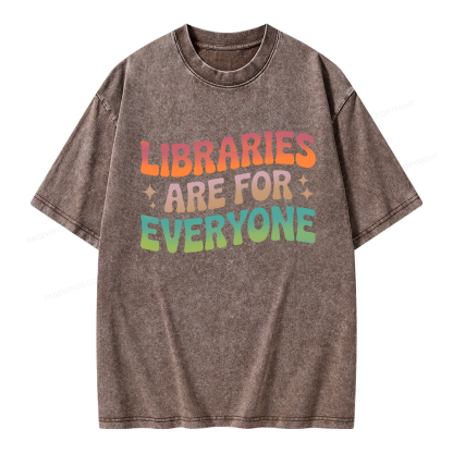 Pagewings Libraries Are For Everyone Unisex Washed T-shirt