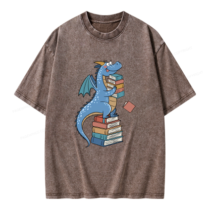 Pagewings Book Dinosaurs Unisex Washed T-shirt