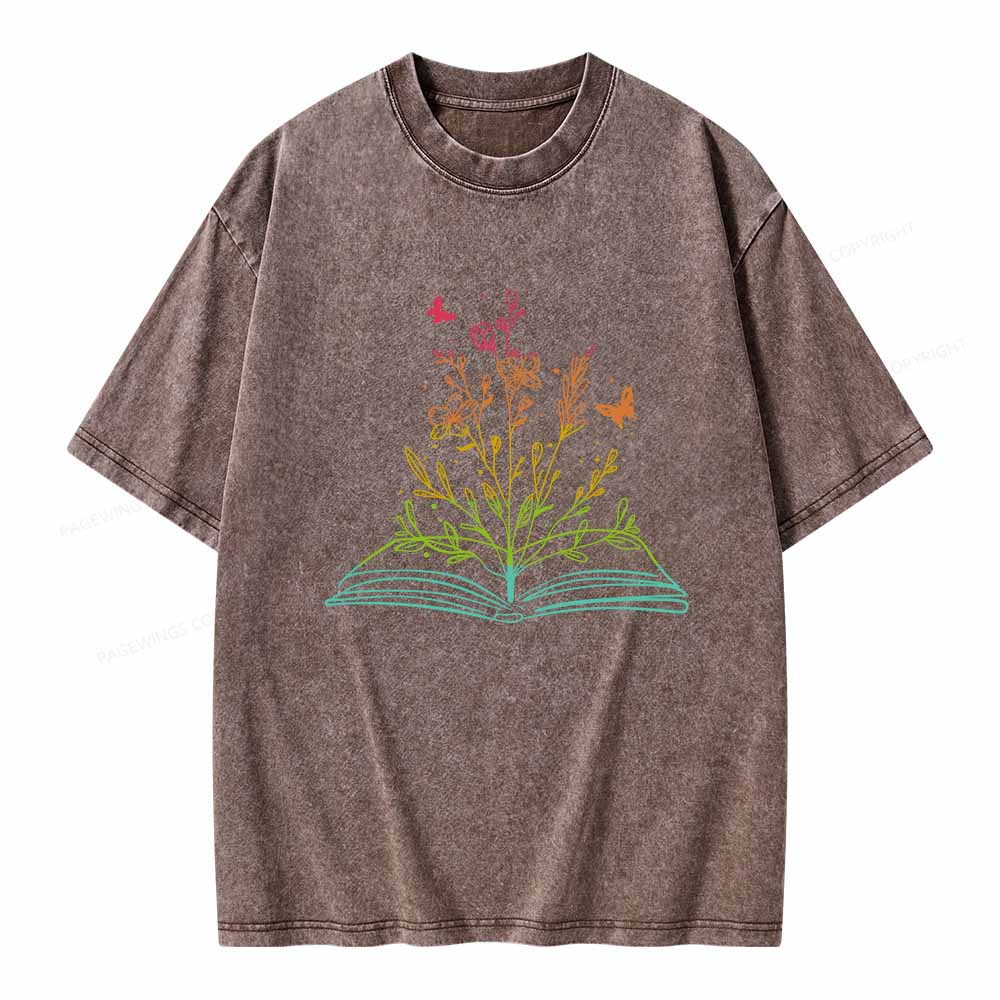 Pagewings Book Tees Library Shirts For Women Unisex Washed T-shirt