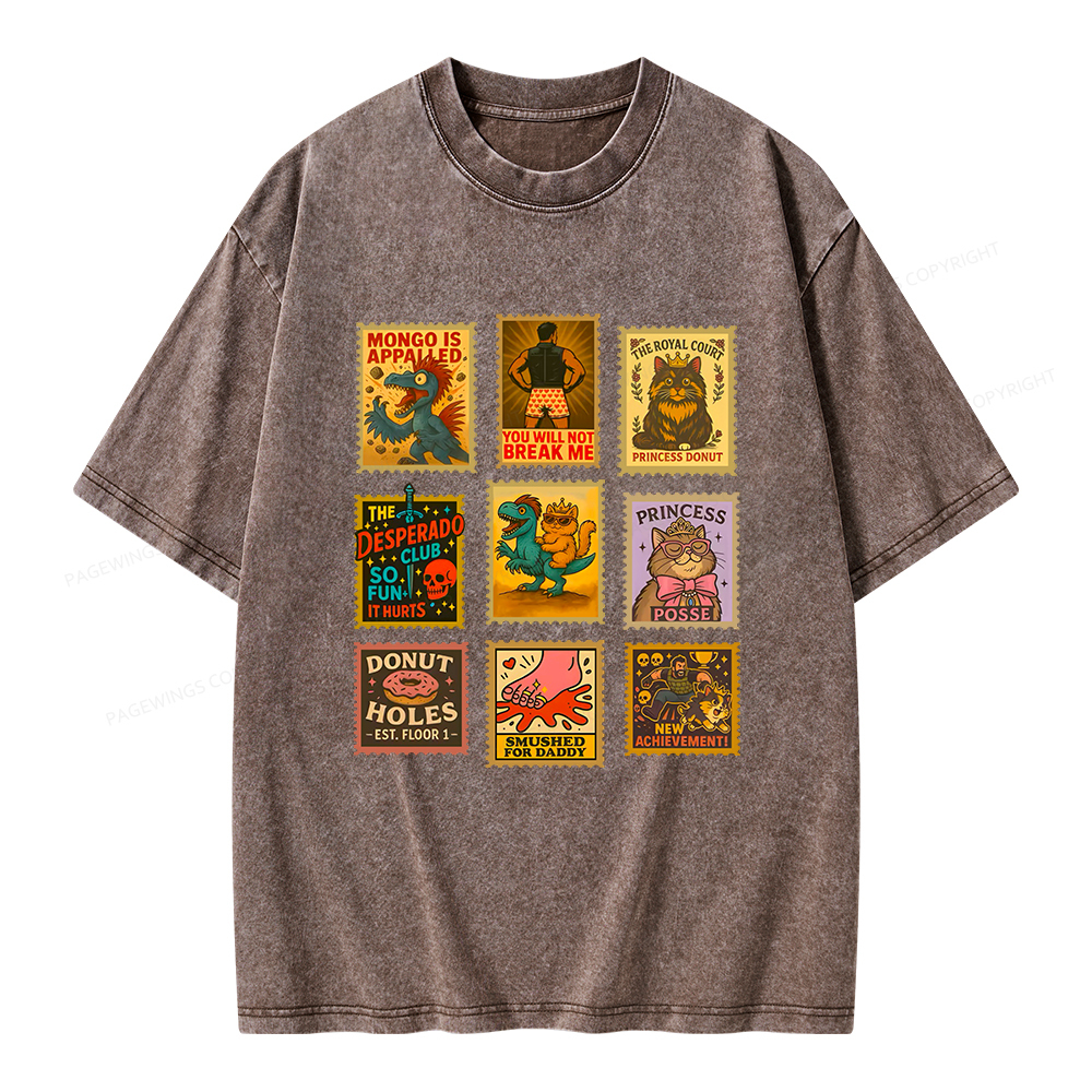 Pagewings Vintage Stamp Unisex Washed T-shirt