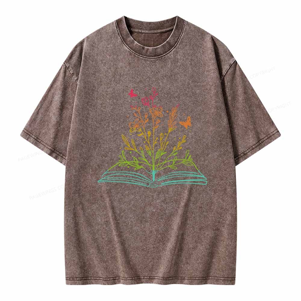 Pagewings Book Tees Library Shirts For Women Unisex Washed T-shirt