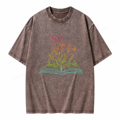 Pagewings Book Tees Library Shirts For Women Unisex Washed T-shirt