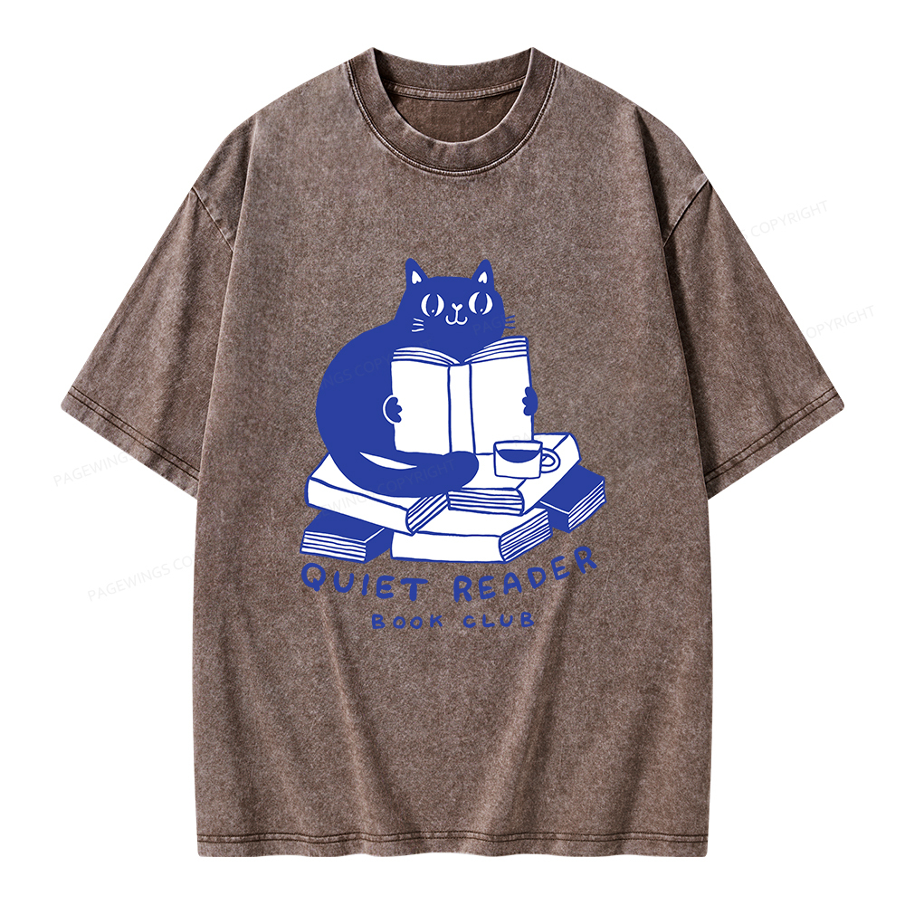 Pagewings Quiet Reader Book Club  Unisex Washed T-shirt
