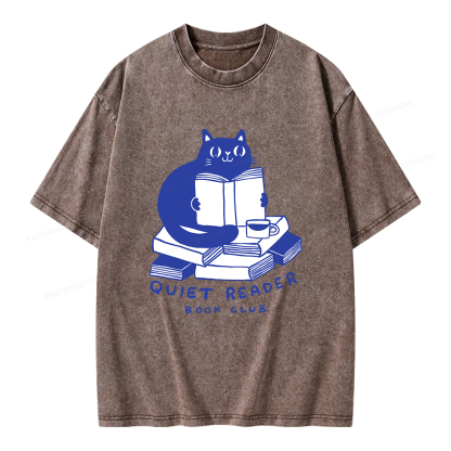 Pagewings Quiet Reader Book Club  Unisex Washed T-shirt